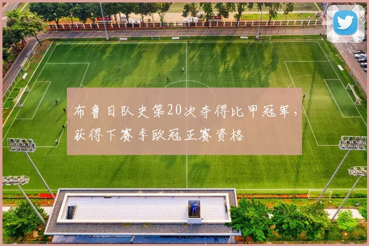 布鲁日队史第20次夺得比甲冠军，获得下赛季欧冠正赛资格